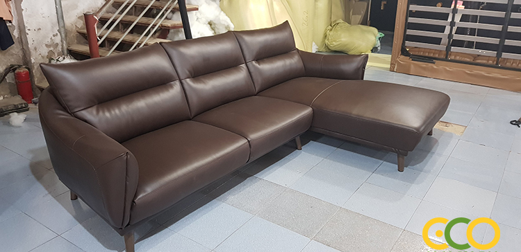 Mẫu thiết kế sofa da góc đơn giản