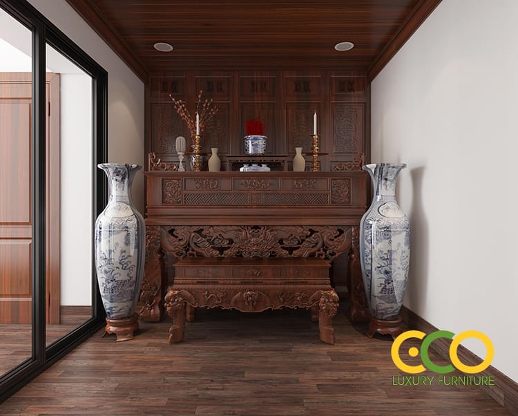 Thiết kế thi công biệt thự liền kề Chị Hồng - Vinhomes Nghiệt Quế, Long Biên, Hà Nội 11 thiết kế phòng thờ