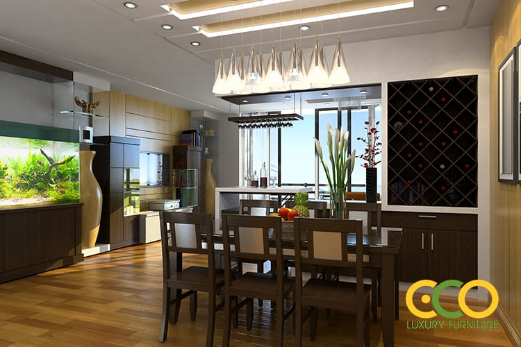 thiết kế ph&ograve;ng ăn hiện đại 