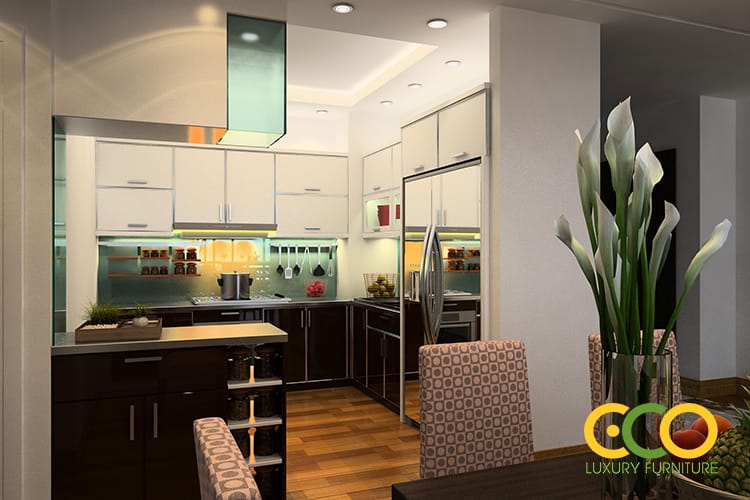 thiết kế ph&ograve;ng ăn nhỏ gọn 