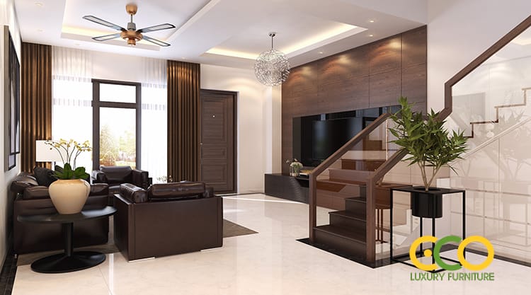 thiết kế phòng khách biệt thự thân thiện 