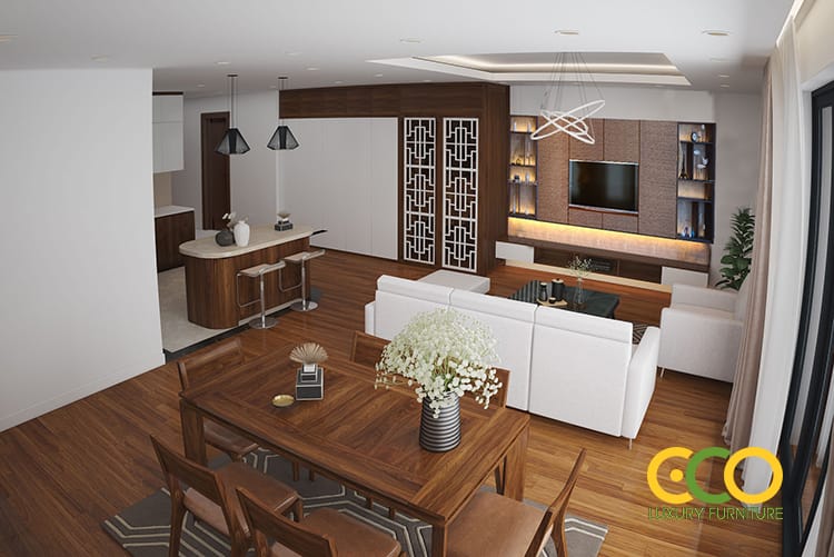 Thiết kế phòng khách chung cư hấp dẫn, đẹp 