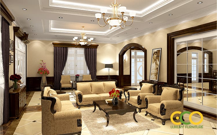 thiết kế phòng khách lịch lãm 