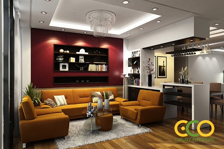 thiết kế ph&ograve;ng kh&aacute;ch nhỏ gọn 