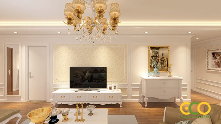 thiết kế phòng khách tân cổ điển 