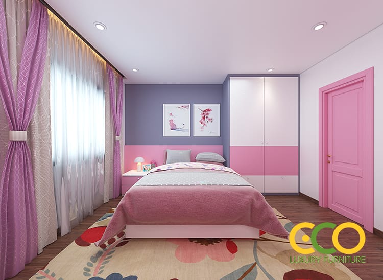 Sửa mới nội thất phòng ngủ bé gái biệt thự 