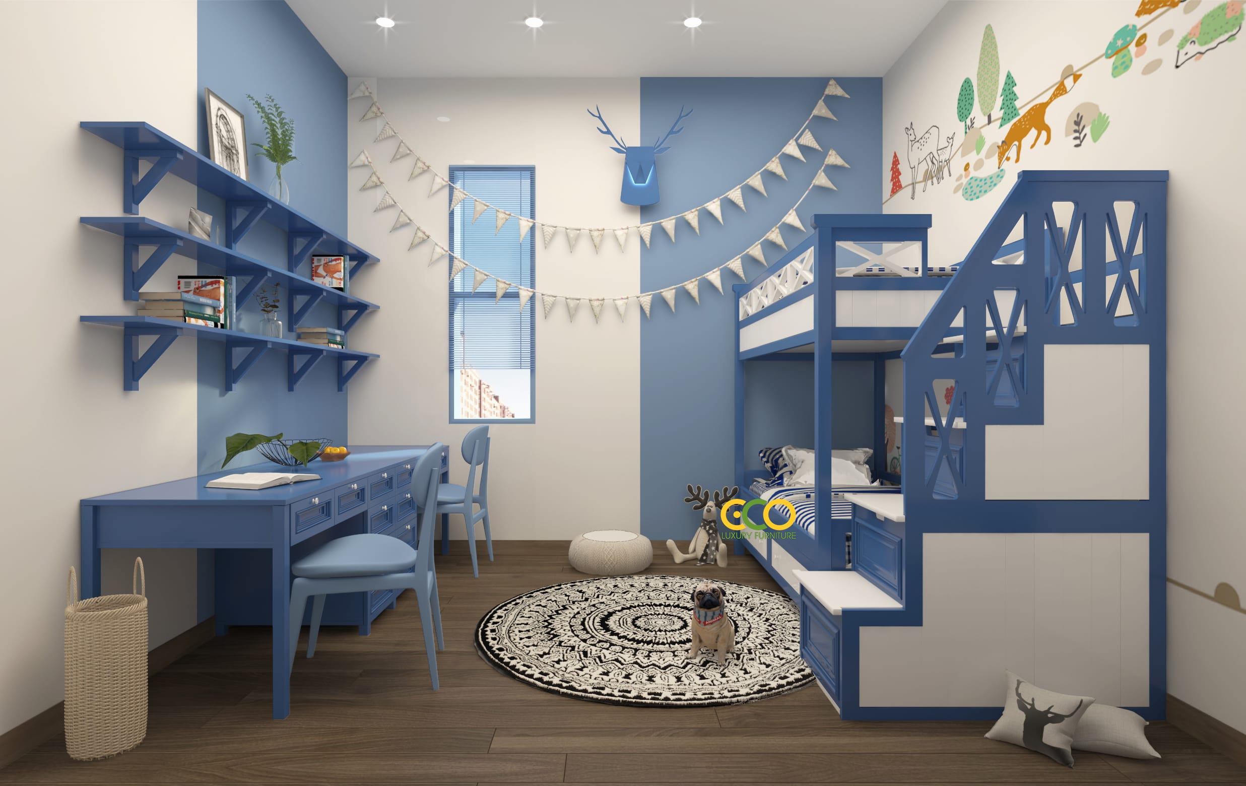 Thiết kế thi công nội thất biệt thự nhà vườn Anh Nhuần - Mỹ Đình, Hà Nội 7 phòng ngủ cho bé