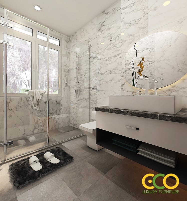 Thiết kế thi công biệt thự liền kề Chị Hồng - Vinhomes Nghiệt Quế, Long Biên, Hà Nội 10 thiết kế phòng vệ sinh