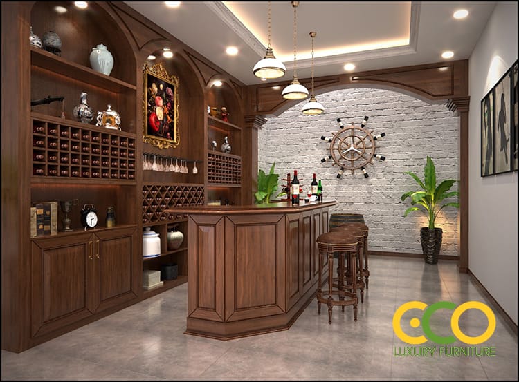 Dự án thay mới nội thất quầy bar biệt thự 