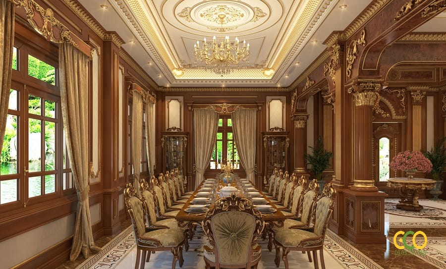 Thiết kế thi công nội thất trọn gói biệt thự liền kề phong cách hoàng gia 