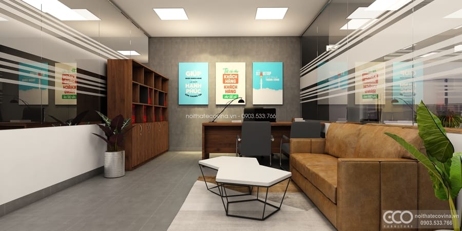 Thiết kế thi công nội thất phòng giám đốc trong showroom