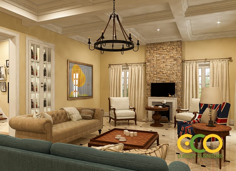 Dịch vụ thiết kế thi công nội thất biệt thự hiện đại cao cấp 4 Phòng khách biệt thự hiện đại cao cấp