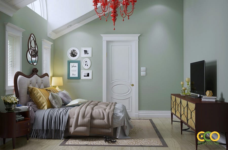 Không gian phòng ngủ nhẹ nhàng, yên tĩnh 