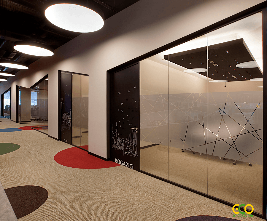 Thiết kế thi công hành lang văn phòng sang chảnh