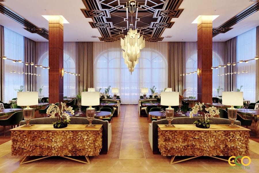 Thiết kế thi công khách sạn nhà hàng rộng rãi, sang trọng 