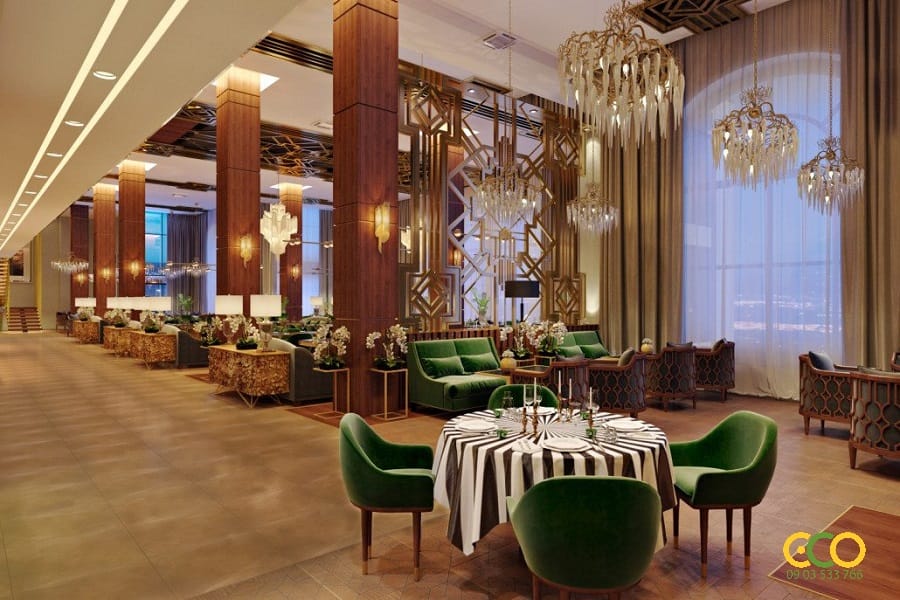 Không gian nhà hàng khách sạn sang trọng, nổi bật