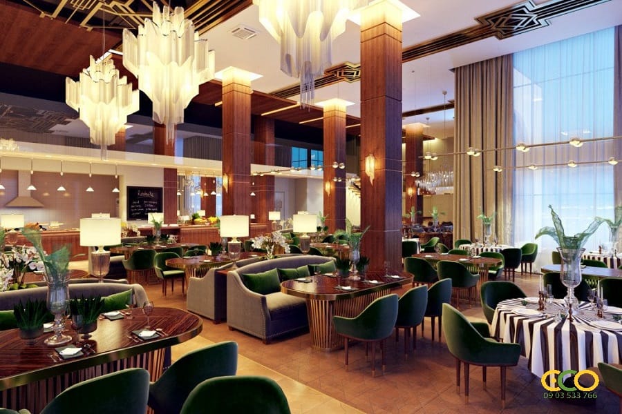 Không gian nội thất nhà hàng khách sạn sang trọng 
