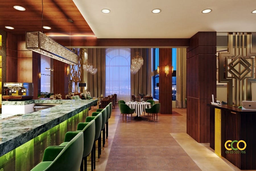 Thiết kế thi công nội thất nhà hàng thoải mái 