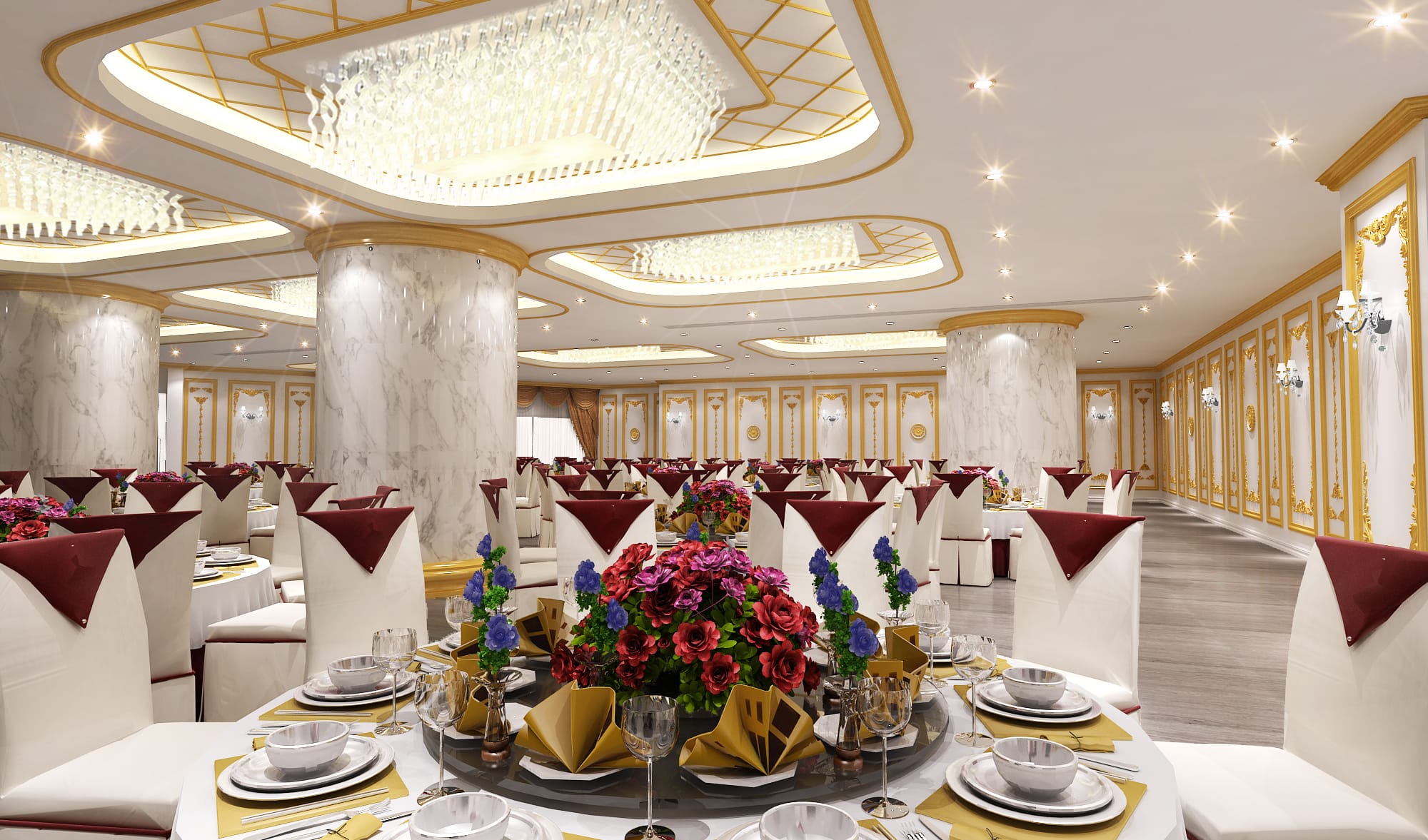 thiết kế thi công nội thất nhà hàng tiệc cưới