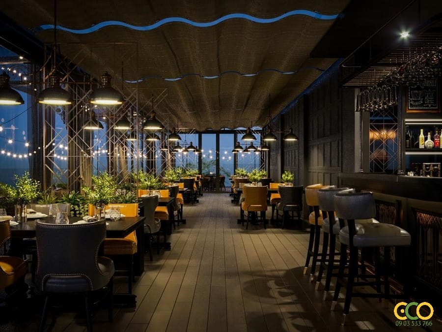 Thiết kế thi công nội thất khách sạn nhà hàng nhẹ nhàng ấn tượng 