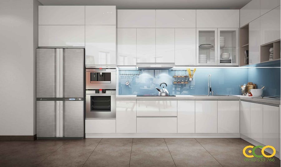 Thiết kế thi công nội thất phòng bếp chung cư gọn đẹp 