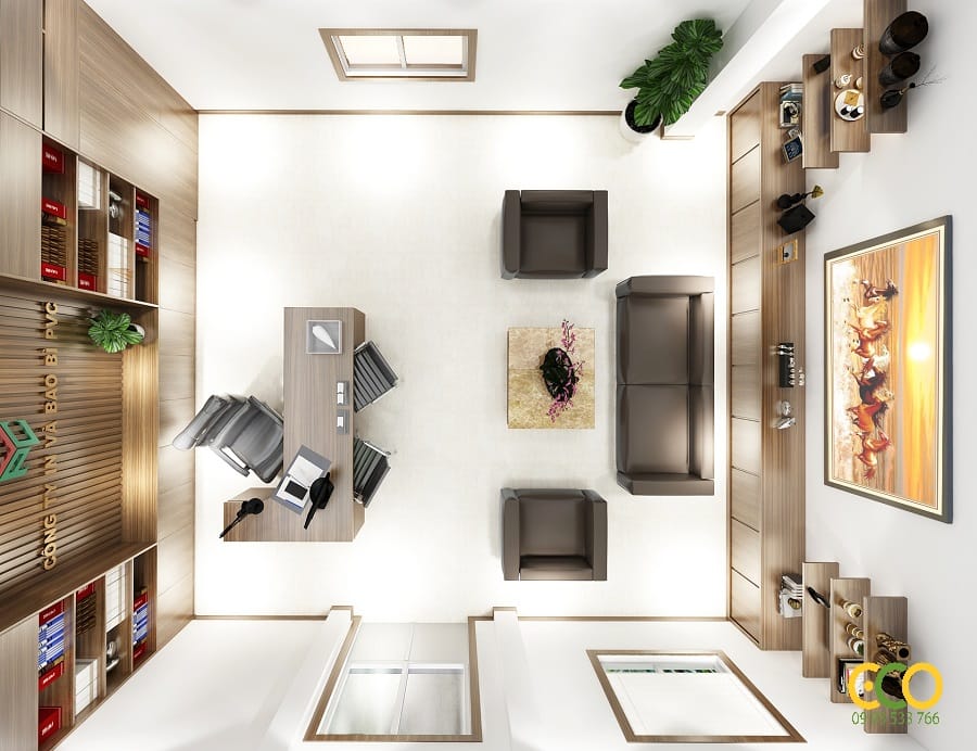 Thiết kế thi công nội thất văn phòng giám đốc hiện đại 