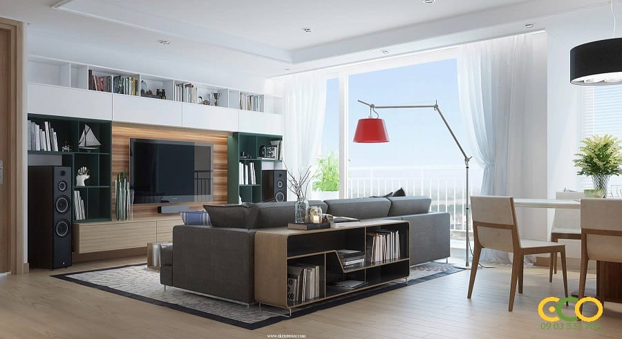 Phòng khách chung cư hiện đại đẹp 