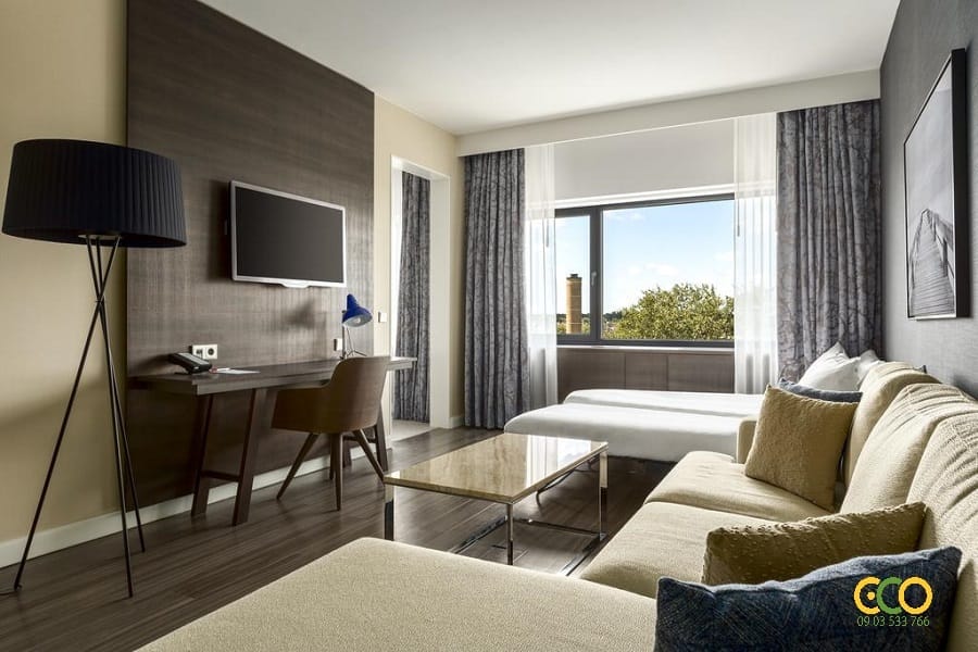 Nội thất phòng khách sạn đơn giản tiện nghi