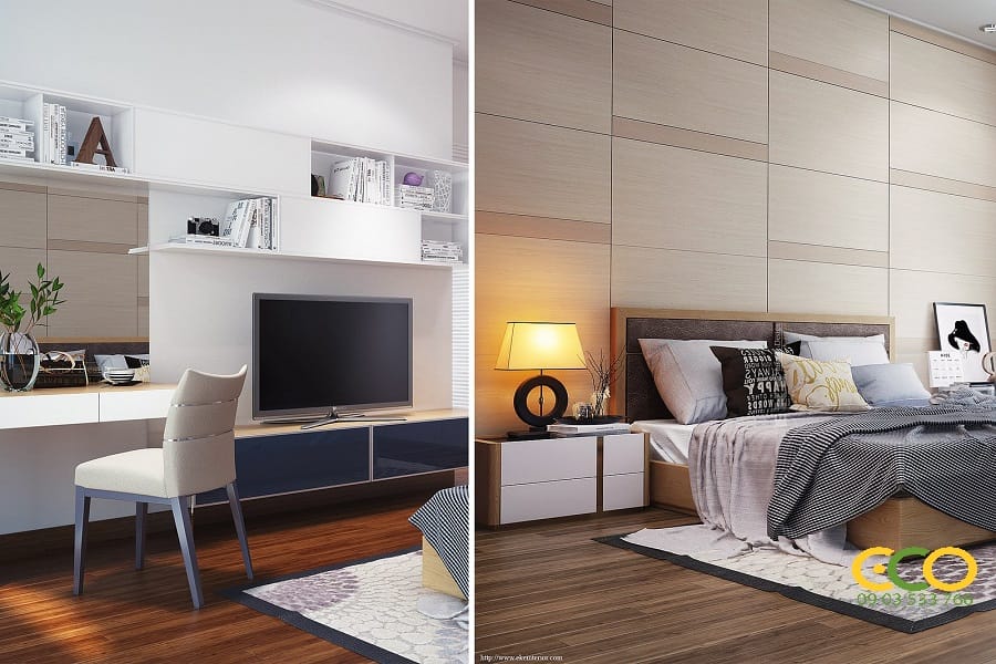 Thiết kế thi công nội thất phòng ngủ chung cư hiện đại