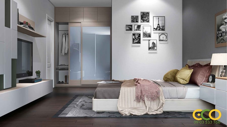 Phòng ngủ chung cư hiện đại hấp dẫn 