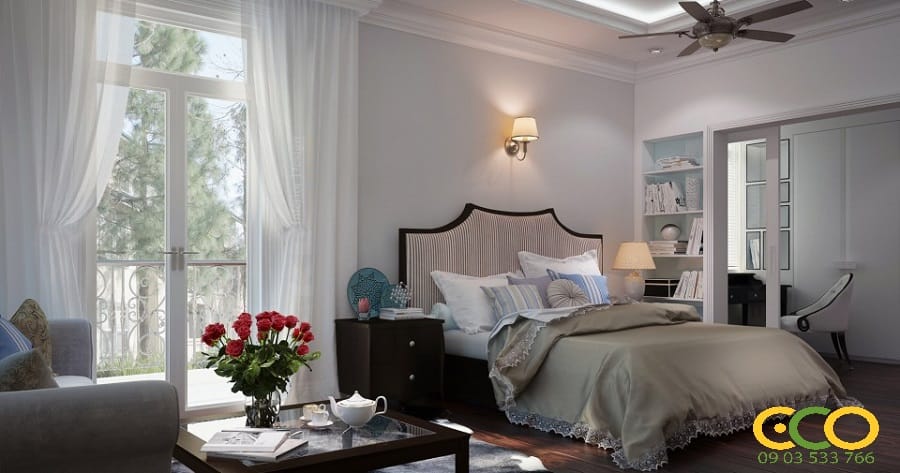 Thiết kế thi công nội trọn gói chung cư tân cổ điển - anh Tuyên 5 Thiết kế thi công nội thất chung cư phòng ngủ tân cổ điển