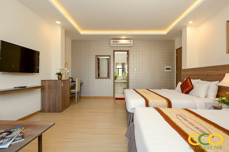 Thiết kế thi công nội thất phòng ngủ đôi khách sạn 