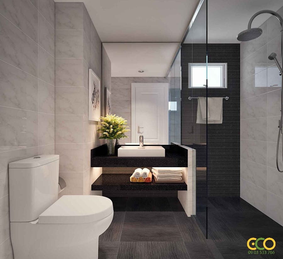 Không gian wc chung cư hiện đại rộng rãi