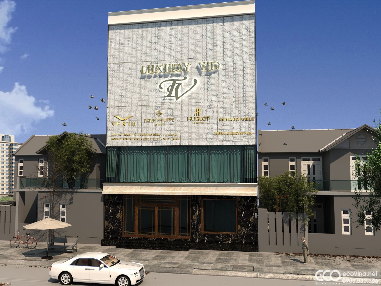 thiet ke thi cong noi that tron goi shworoom dong ho dien thoai cao cap 1