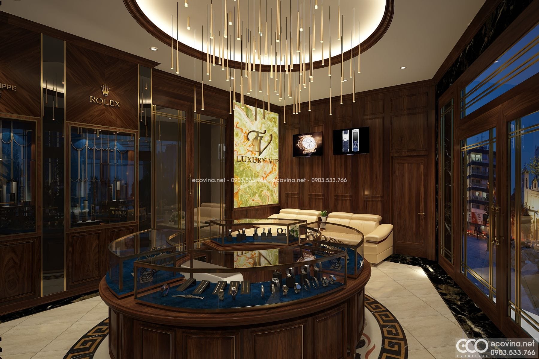 thiet ke thi cong noi that tron goi shworoom dong ho dien thoai cao cap 3