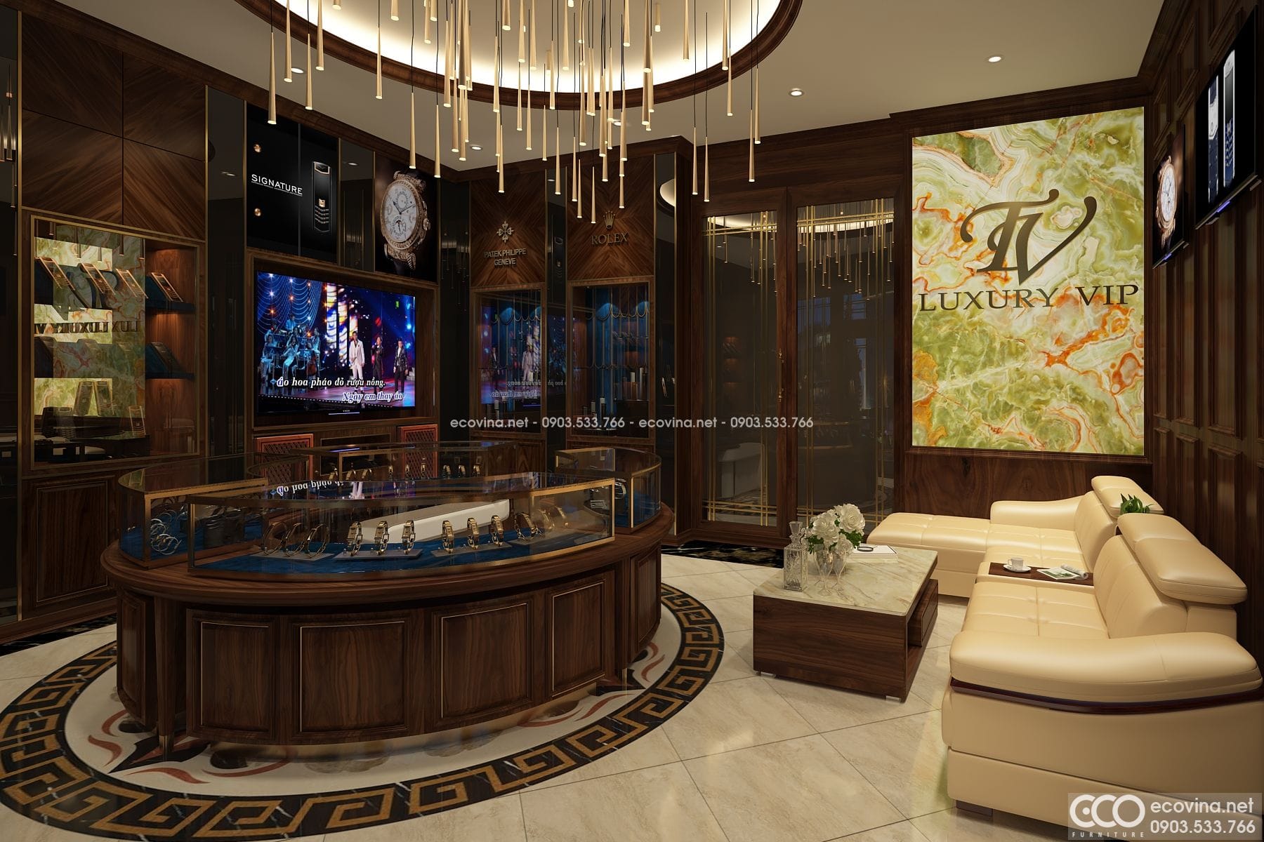 thiet ke thi cong noi that tron goi shworoom dong ho dien thoai cao cap 4