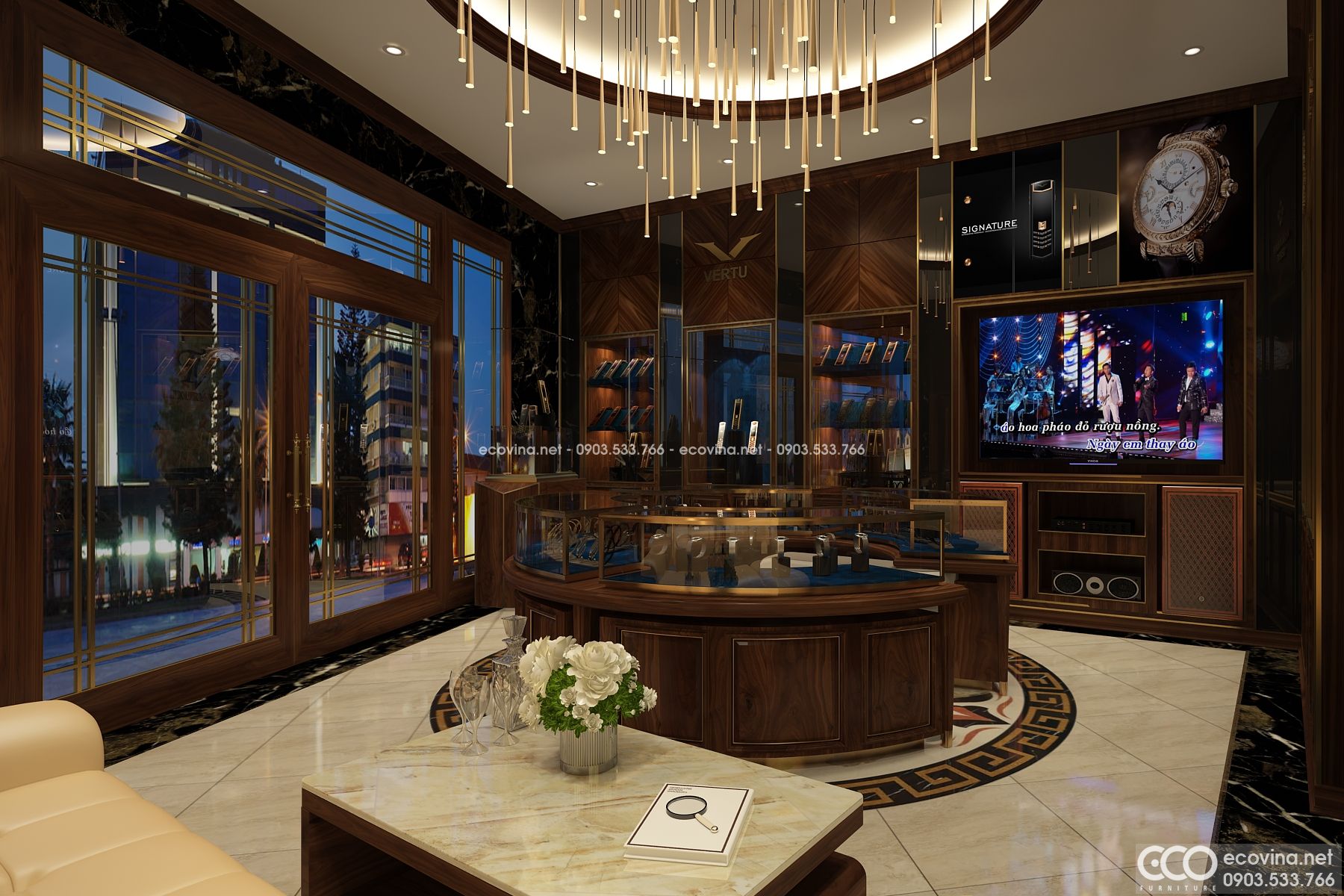 thiet ke thi cong noi that tron goi shworoom dong ho dien thoai cao cap 5