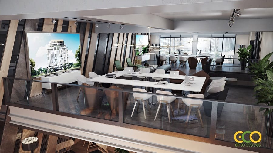 Thiết kế nội thất văn phòng bất động sản thân thiện 