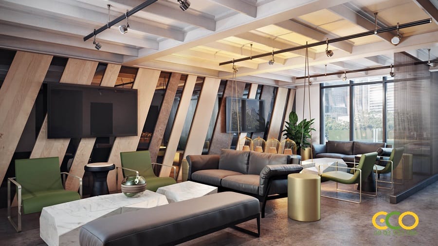 Không gian nội thất văn phòng bất động sản hiện đại 