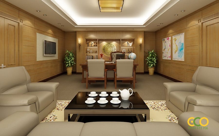 Thiết kế thi công nội thất văn phòng làm việc rộng rãi sang trọng 