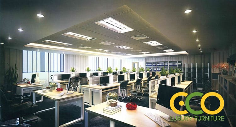 Thiết kế phòng làm việc chung ấn tượng 