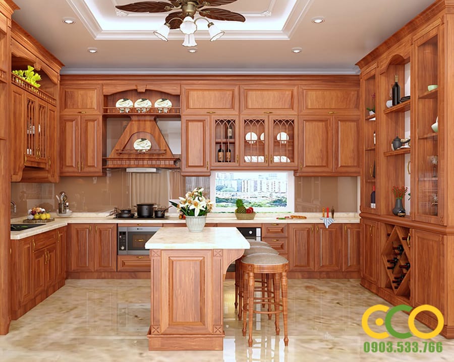 Tủ bếp gỗ tự nhiên - Giải pháp tốt nhất cho căn bếp gia đình Việt. 15 Tủ Bếp