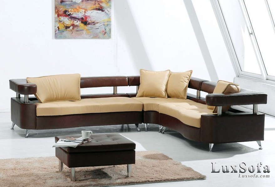 Sofa cafe góc nâu be SCF01 1 sofa cafe goc nau be sc01