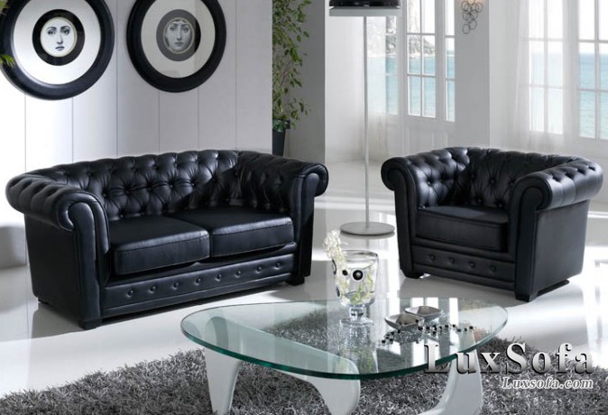 sofa co dien da mau den SC10