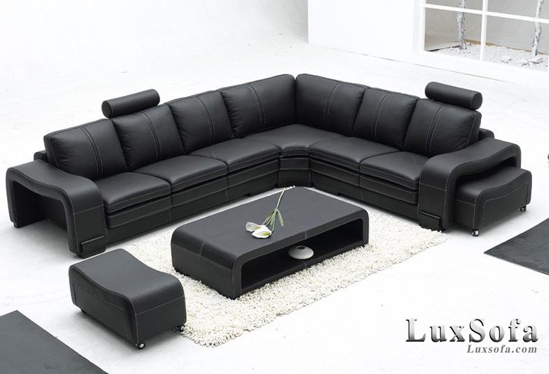 Sofa góc sang trọng màu đen SG50 1 sofa goc sang trong mau den SG50