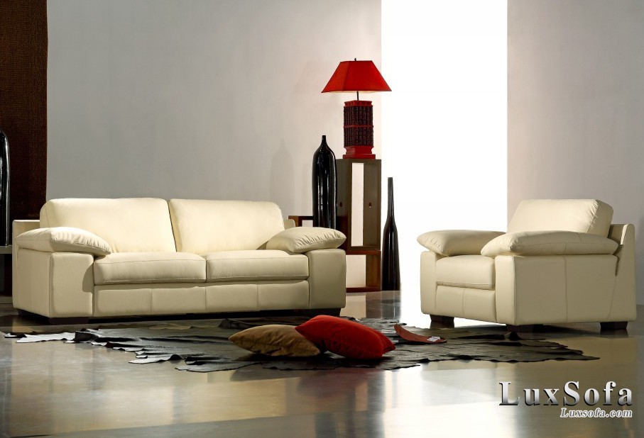 Sofa hiện đại da màu be SH28 1 sofa hien dai da mau be SH28